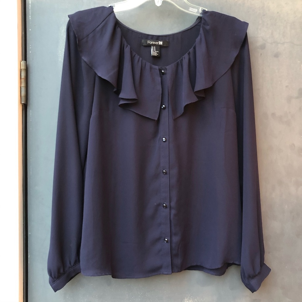Forever 21 navy button down shirt size M